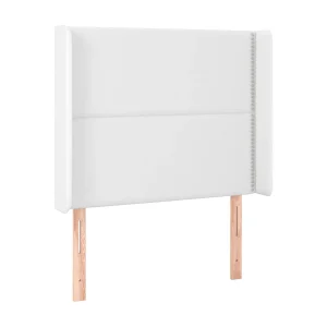 Hoofdbord | Hoofdeinde met randen 103x16x118/128 cm kunstleer wit Hoofdbord | Hoofdeinde met randen 103x16x118/128 cm kunstleer wit