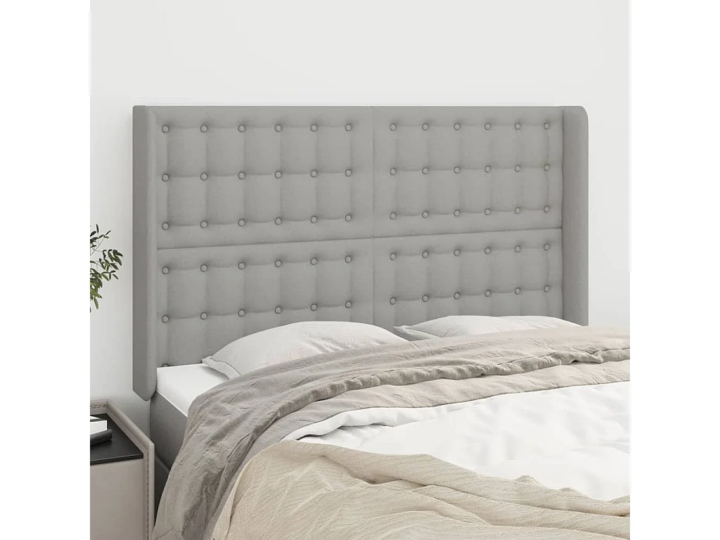 Hoofdbord | Hoofdeinde met randen 147x16x118/128 cm stof lichtgrijs