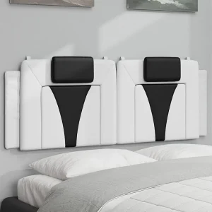 Hoofdbord | Hoofdbordkussen "Viana" 120 cm kunstleer wit en zwart Hoofdbord | Hoofdbordkussen "Viana" 120 cm kunstleer wit en zwart