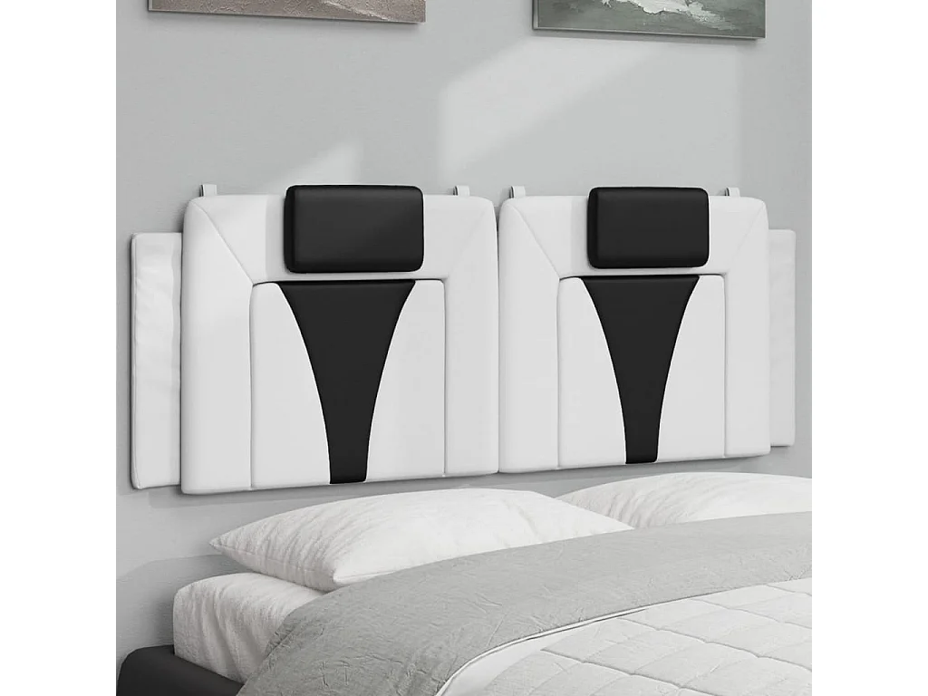 Hoofdbord | Hoofdbordkussen "Viana" 120 cm kunstleer wit en zwart
