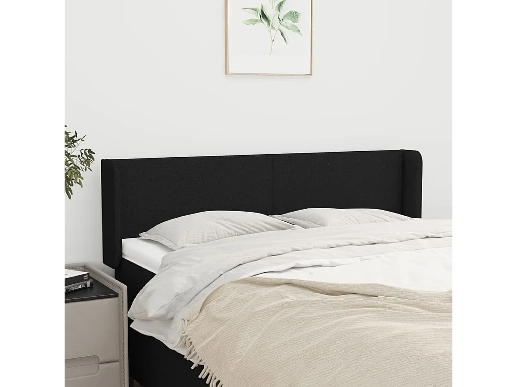 Hoofdbord | Hoofdeinde met randen 147x16x78/88 cm stof zwart