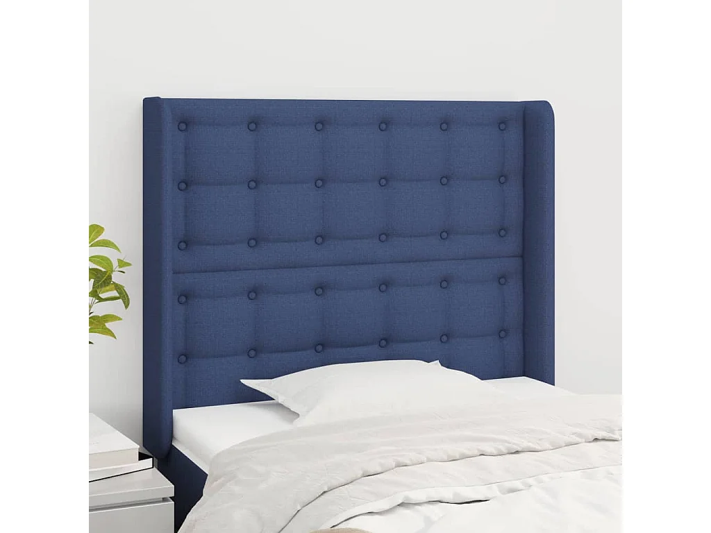 Hoofdbord | Hoofdeinde met randen 103x16x118/128 cm stof blauw