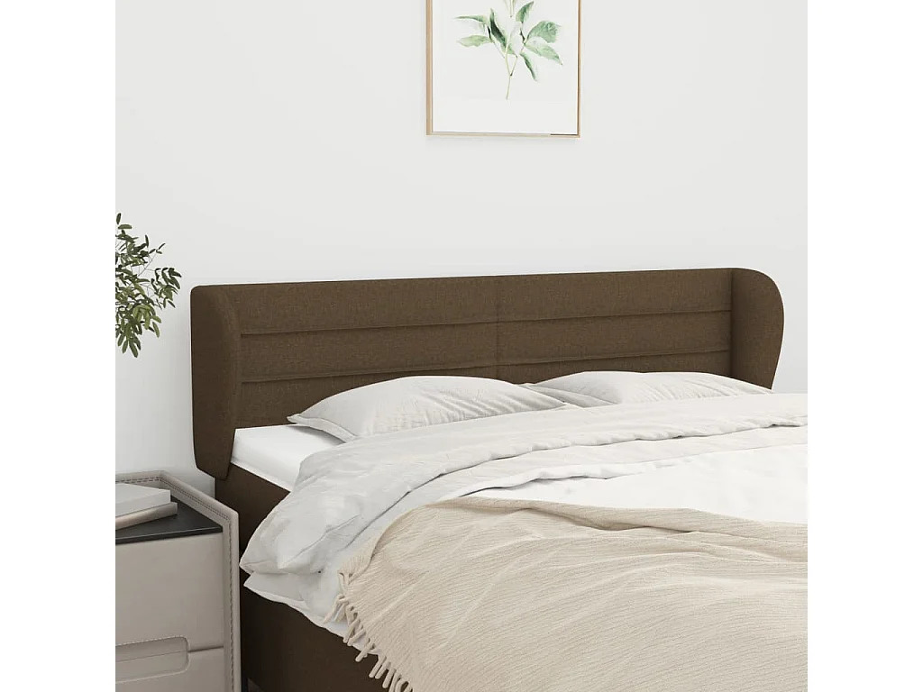 Hoofdbord | Hoofdeinde met randen 147x23x78/88 cm stof donkerbruin