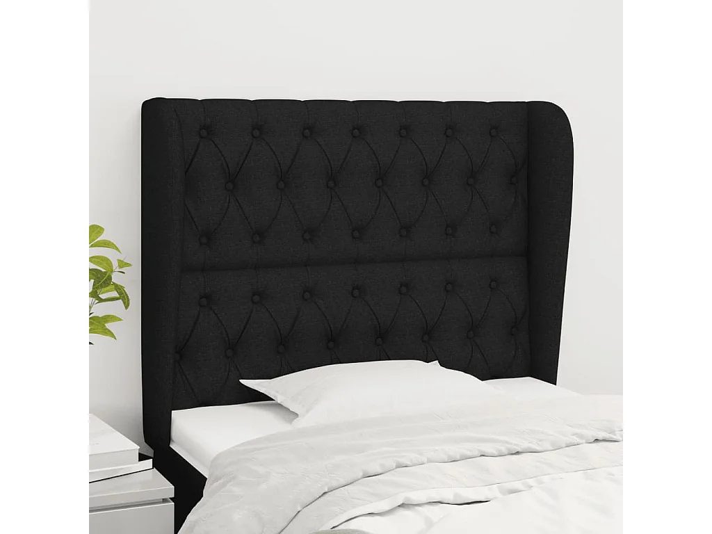 Hoofdbord | Hoofdeinde met randen 103x23x118/128 cm stof zwart