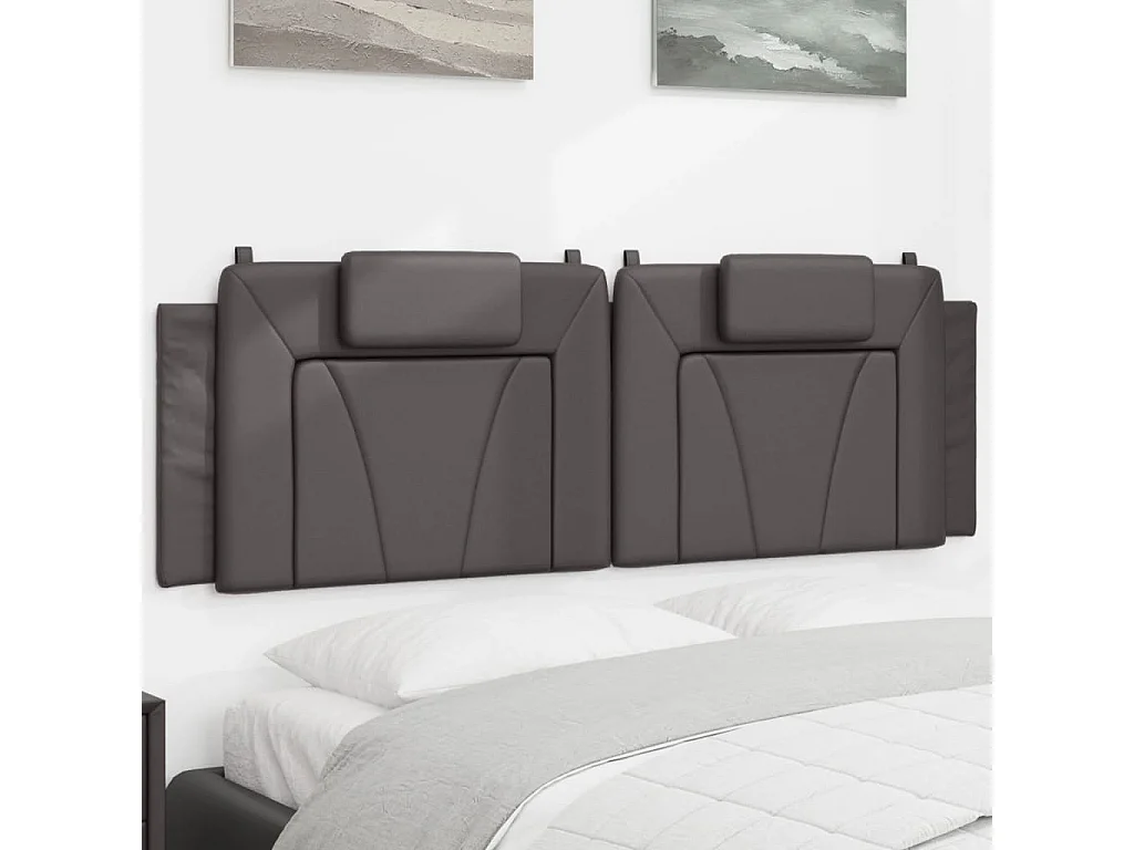 Hoofdbord | Hoofdbordkussen "Viana" 160 cm kunstleer grijs