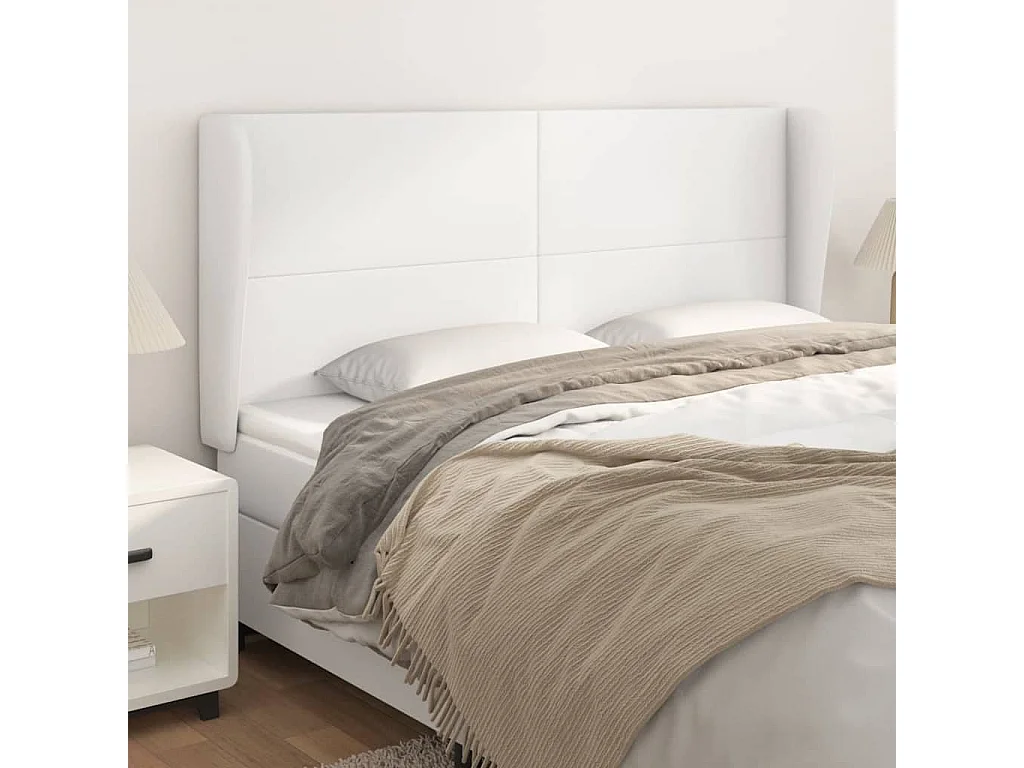 Hoofdbord | Hoofdeinde met randen 163x23x118/128 cm kunstleer wit