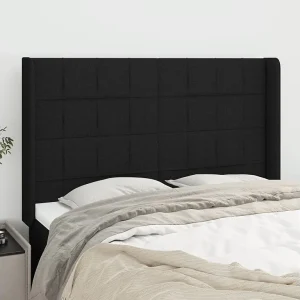 Hoofdbord | Hoofdeinde met randen 147x16x118/128 cm stof zwart