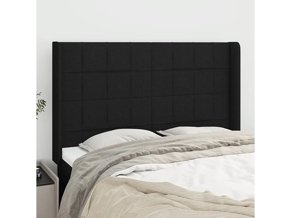 Hoofdbord | Hoofdeinde met randen 147x16x118/128 cm stof zwart