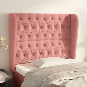 Hoofdbord | Hoofdeinde met randen 103x23x118/128 cm fluweel roze Hoofdbord | Hoofdeinde met randen 103x23x118/128 cm fluweel roze