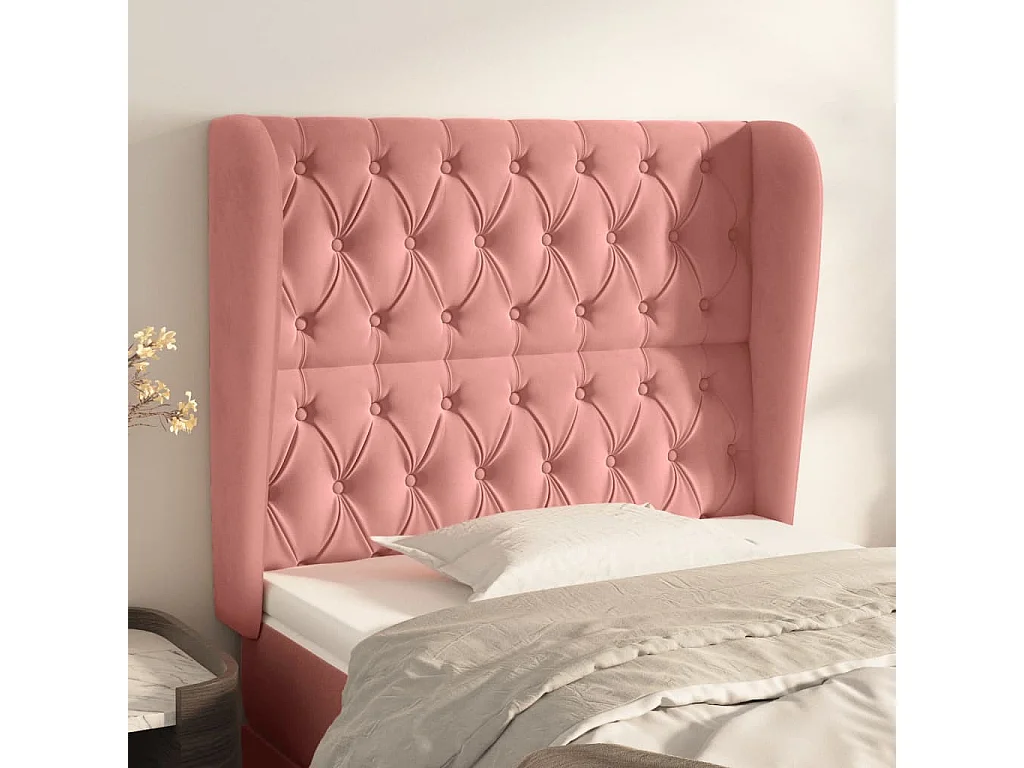 Hoofdbord | Hoofdeinde met randen 103x23x118/128 cm fluweel roze