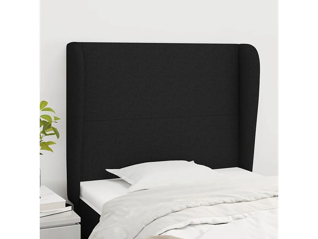 Hoofdbord | Hoofdeinde met randen 93x23x118/128 cm stof zwart