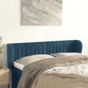 Hoofdbord | Hoofdeinde met randen 147x23x78/88 cm fluweel donkerblauw Hoofdbord | Hoofdeinde met randen 147x23x78/88 cm fluweel donkerblauw