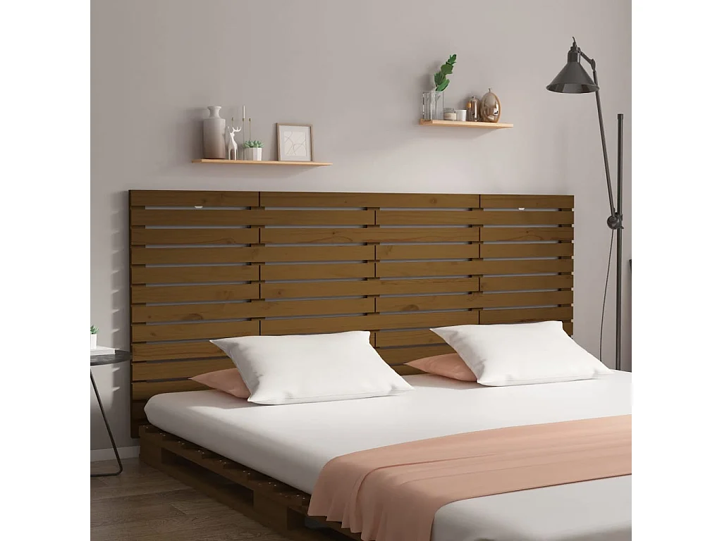 Hoofdbord | Hoofdeinde wandmontage 166x3x91,5 cm grenenhout honingbruin