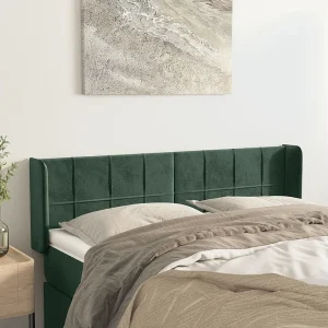 Hoofdbord | Hoofdeinde met randen 147x16x78/88 cm fluweel donkergroen Hoofdbord | Hoofdeinde met randen 147x16x78/88 cm fluweel donkergroen