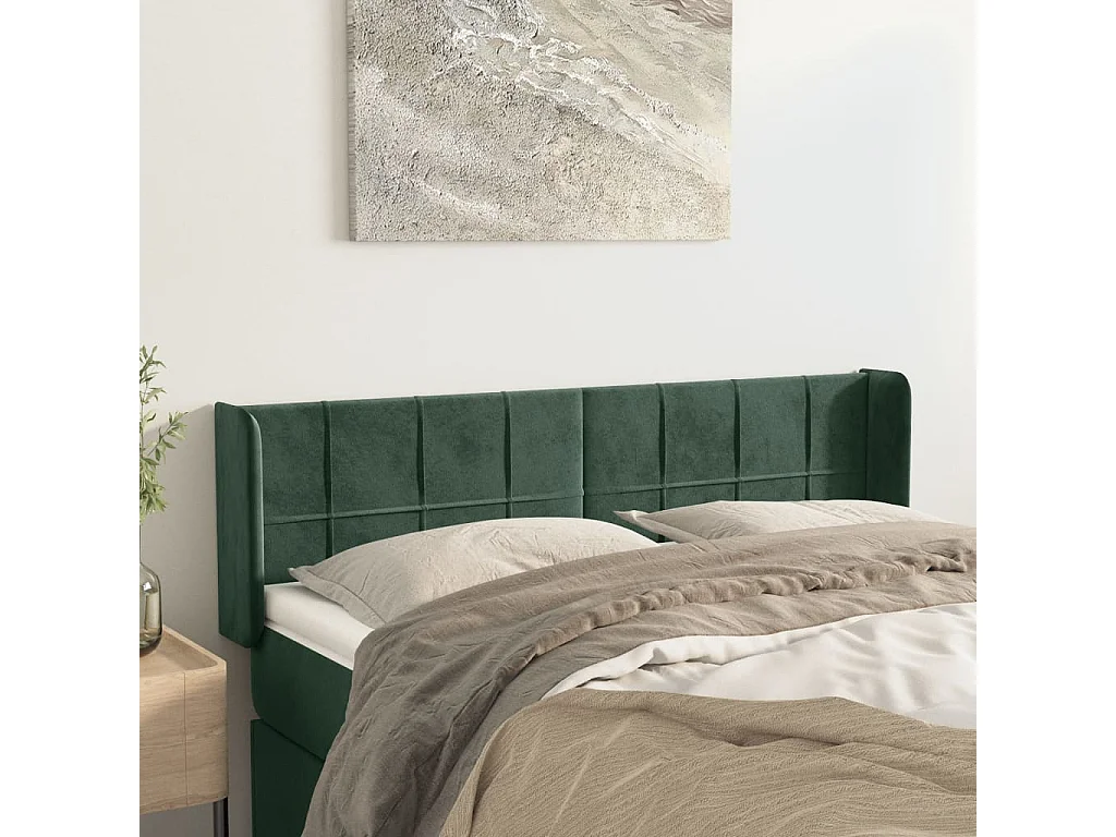 Hoofdbord | Hoofdeinde met randen 147x16x78/88 cm fluweel donkergroen