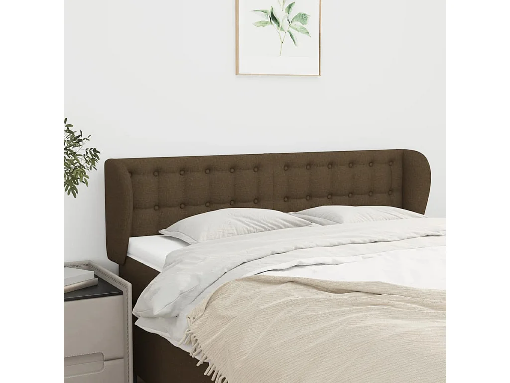 Hoofdbord | Hoofdeinde met randen 147x23x78/88 cm stof donkerbruin