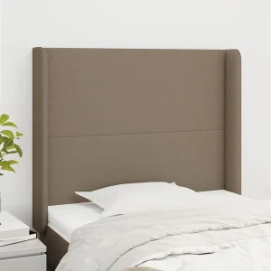 Hoofdbord | Hoofdeinde met randen 103x16x118/128 cm stof taupe Hoofdbord | Hoofdeinde met randen 103x16x118/128 cm stof taupe
