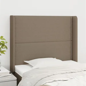Hoofdbord | Hoofdeinde met randen 103x16x118/128 cm stof taupe Hoofdbord | Hoofdeinde met randen 103x16x118/128 cm stof taupe