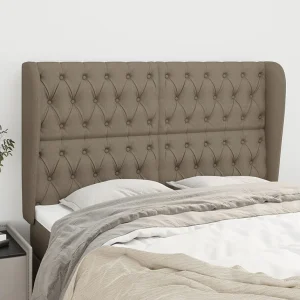 Hoofdbord | Hoofdeinde met randen 147x23x118/128 cm stof taupe Hoofdbord | Hoofdeinde met randen 147x23x118/128 cm stof taupe