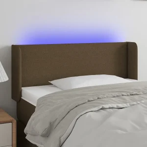 Hoofdbord | Hoofdeinde LED 103x16x78/88 cm stof donkerbruin Hoofdbord | Hoofdeinde LED 103x16x78/88 cm stof donkerbruin