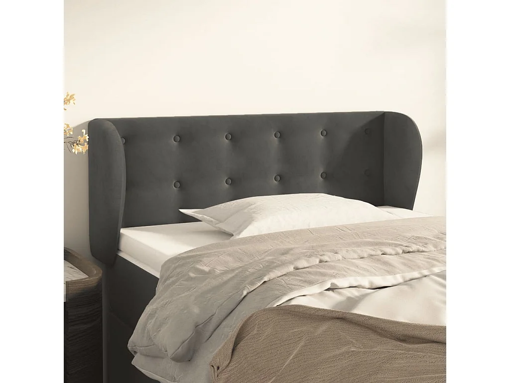 Hoofdbord | Hoofdeinde met randen 93x23x78/88 cm fluweel donkergrijs