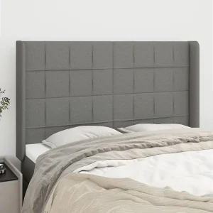 Hoofdbord | Hoofdeinde met randen 147x16x118/128 cm stof donkergrijs