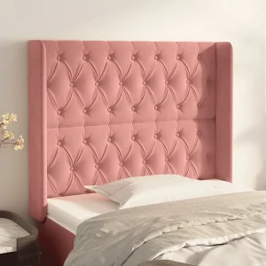Hoofdbord | Hoofdeinde met randen 103x16x118/128 cm fluweel roze Hoofdbord | Hoofdeinde met randen 103x16x118/128 cm fluweel roze