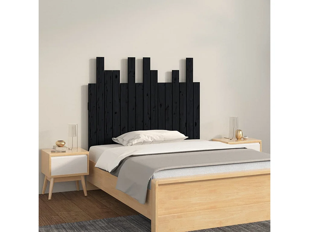 Hoofdbord | Hoofdeinde wandmontage 95,5x3x80 cm massief grenenhout zwart