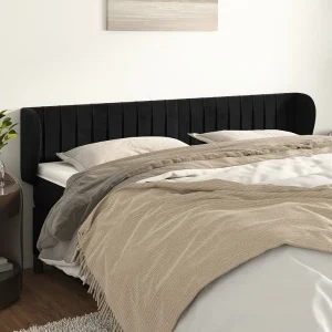 Hoofdbord | Hoofdeinde met randen 163x23x78/88 cm fluweel zwart