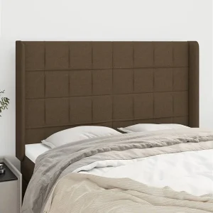 Hoofdbord | Hoofdeinde met randen 147x16x118/128 cm stof donkerbruin Hoofdbord | Hoofdeinde met randen 147x16x118/128 cm stof donkerbruin