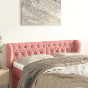 Hoofdbord | Hoofdeinde met randen 163x23x78/88 cm fluweel roze
