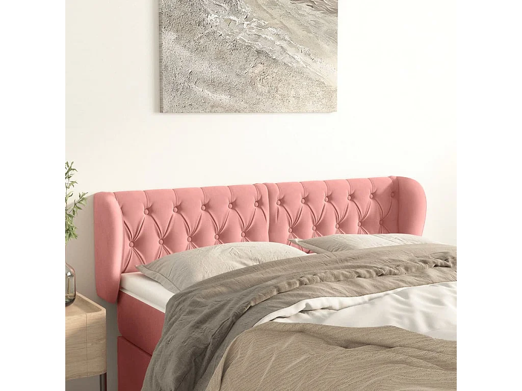 Hoofdbord | Hoofdeinde met randen 163x23x78/88 cm fluweel roze