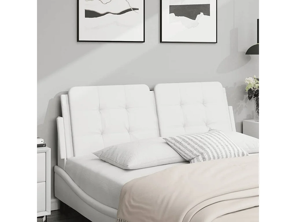Hoofdbord | Hoofdbordkussen "Zadar" 120 cm kunstleer wit