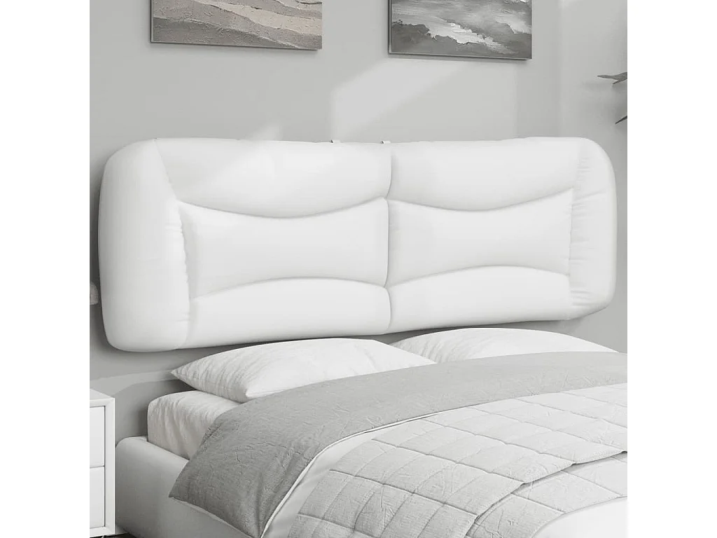 Hoofdbord | Hoofdbordkussen "Hvar" 160 cm kunstleer wit