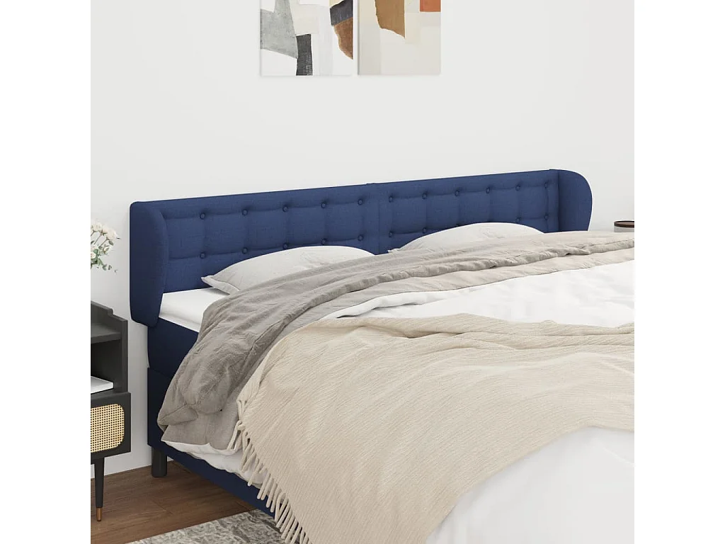 Hoofdbord | Hoofdeinde met randen 163x23x78/88 cm stof blauw