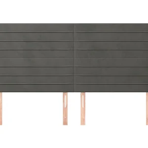 Hoofdbord | Hoofdeinde met randen 203x16x118/128 cm fluweel donkergrijs