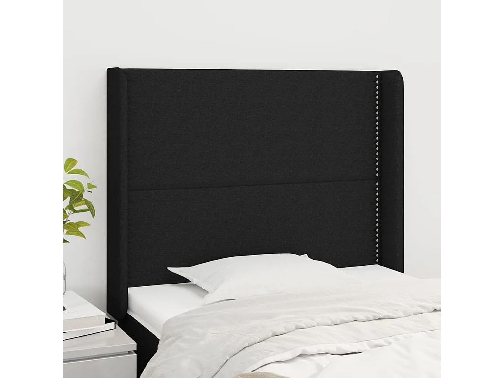 Hoofdbord | Hoofdeinde met randen 103x16x118/128 cm stof zwart