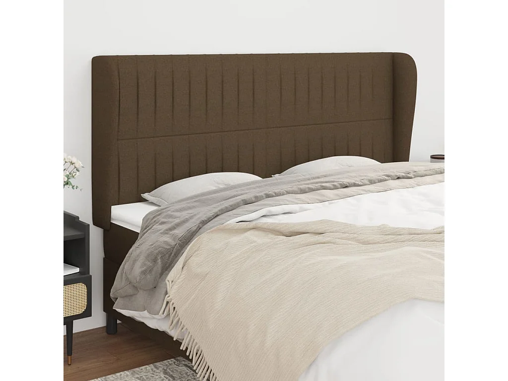 Hoofdbord | Hoofdeinde met randen 163x23x118/128 cm stof donkerbruin