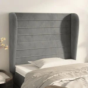 Hoofdbord | Hoofdeinde met randen 103x23x118/128 cm fluweel lichtgrijs Hoofdbord | Hoofdeinde met randen 103x23x118/128 cm fluweel lichtgrijs