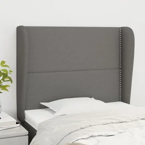 Hoofdbord | Hoofdeinde met randen 103x23x118/128 cm stof donkergrijs