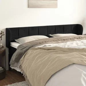 Hoofdbord | Hoofdeinde met randen 163x23x78/88 cm fluweel zwart