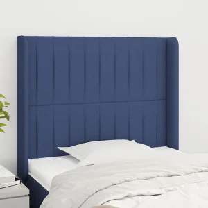 Hoofdbord | Hoofdeinde met randen 103x16x118/128 cm stof blauw