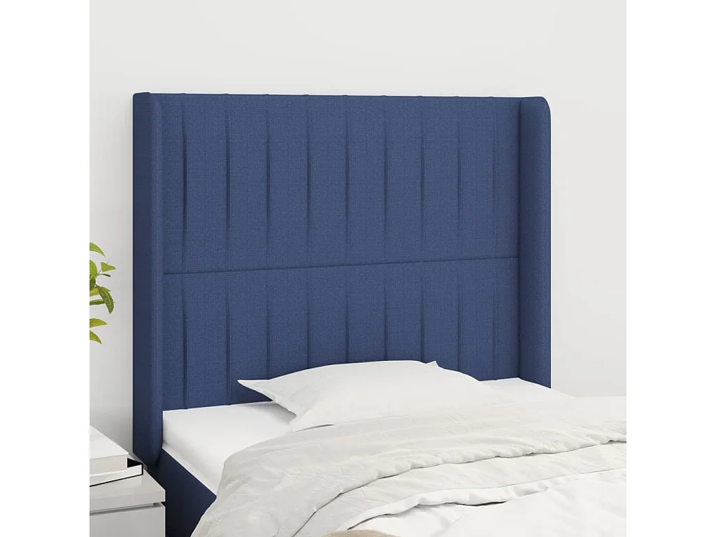 Hoofdbord | Hoofdeinde met randen 103x16x118/128 cm stof blauw