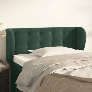 Hoofdbord | Hoofdeinde met randen 103x23x78/88 cm fluweel donkergroen