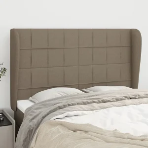 Hoofdbord | Hoofdeinde met randen 147x23x118/128 cm stof taupe Hoofdbord | Hoofdeinde met randen 147x23x118/128 cm stof taupe