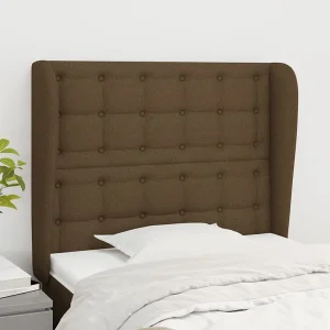 Hoofdbord | Hoofdeinde met randen 103x23x118/128 cm stof donkerbruin