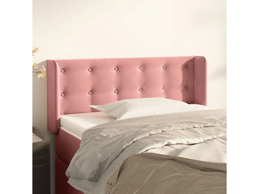 Hoofdbord | Hoofdeinde met randen 103x16x78/88 cm fluweel roze