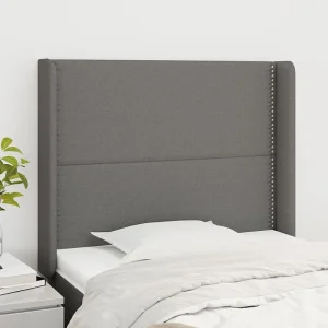 Hoofdbord | Hoofdeinde met randen 103x16x118/128 cm stof donkergrijs
