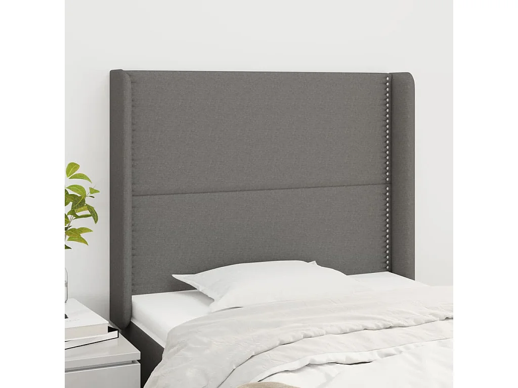 Hoofdbord | Hoofdeinde met randen 103x16x118/128 cm stof donkergrijs