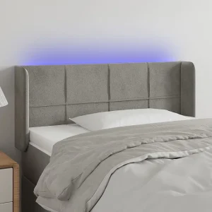 Hoofdbord | Hoofdeinde LED 93x16x78/88 cm fluweel lichtgrijs Hoofdbord | Hoofdeinde LED 93x16x78/88 cm fluweel lichtgrijs